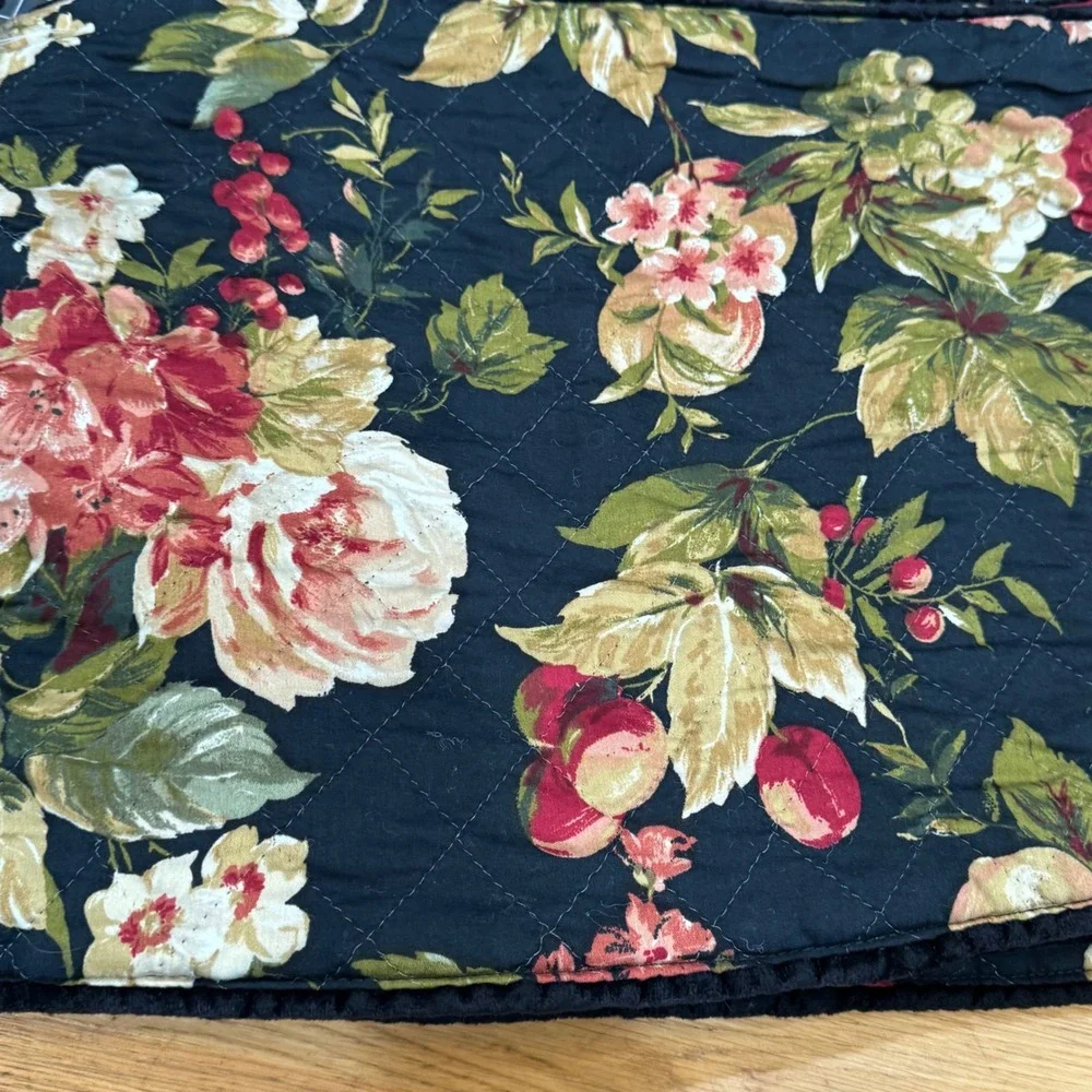 Vintage Quilted Reversible Placemats Set of 6 Floral Fruit Gingham Farmhouse